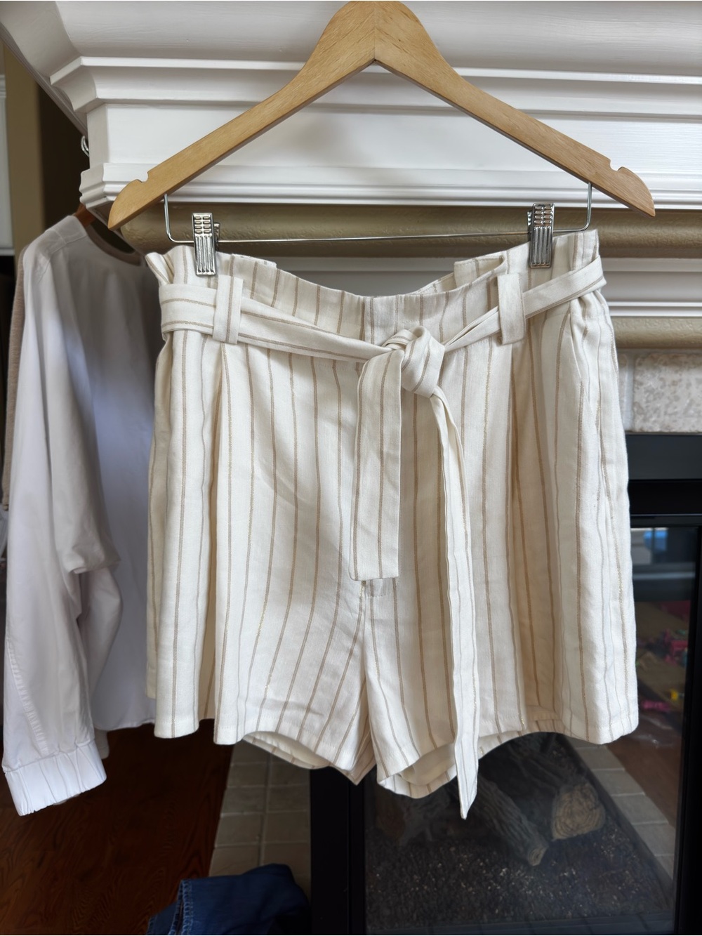 Paige New with Tags Siesta Cream & Gold Metallic Stripe Shorts 10 - Picture 2 of 6